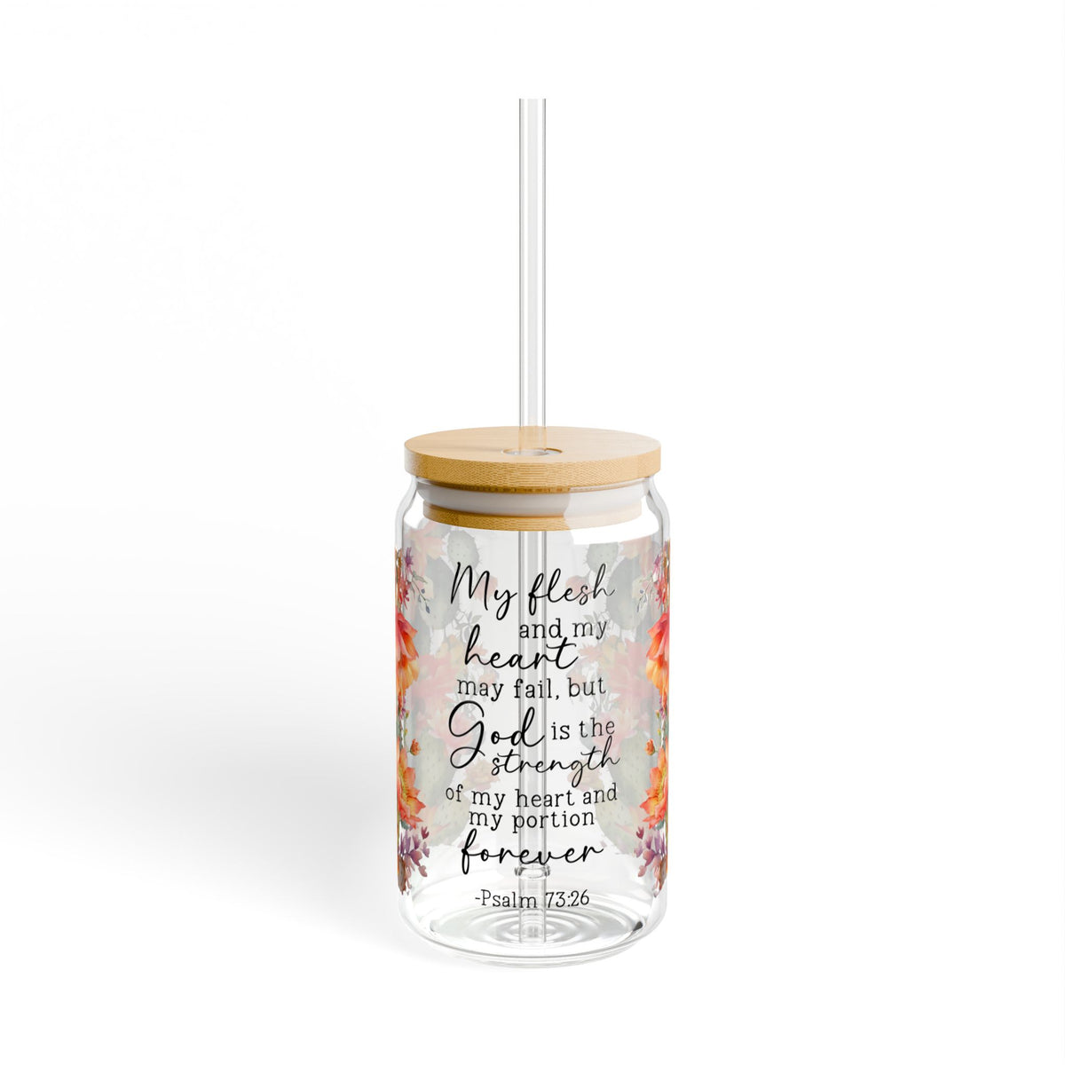 God Is The Strength 16oz Glass Can