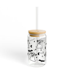 Cowboy Ghost Halloween 16oz Glass Can