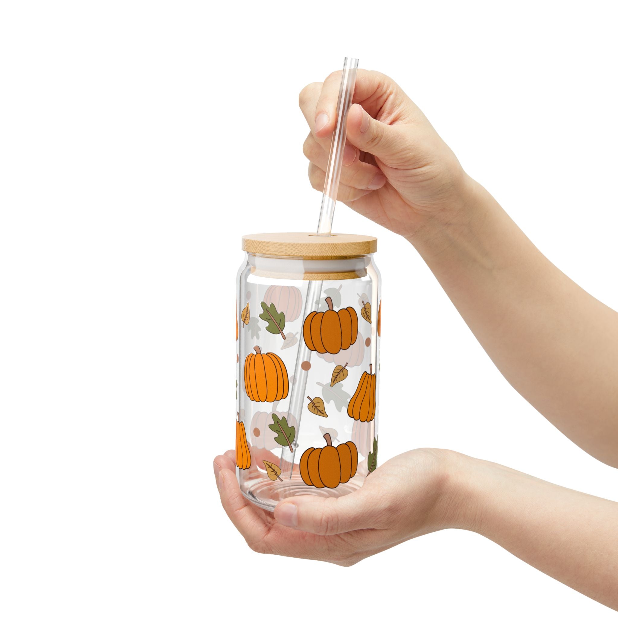Fall Pumpkin 16oz Glass Can