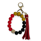 Game Day Wristlet Keychain - Red, Gold, & Black