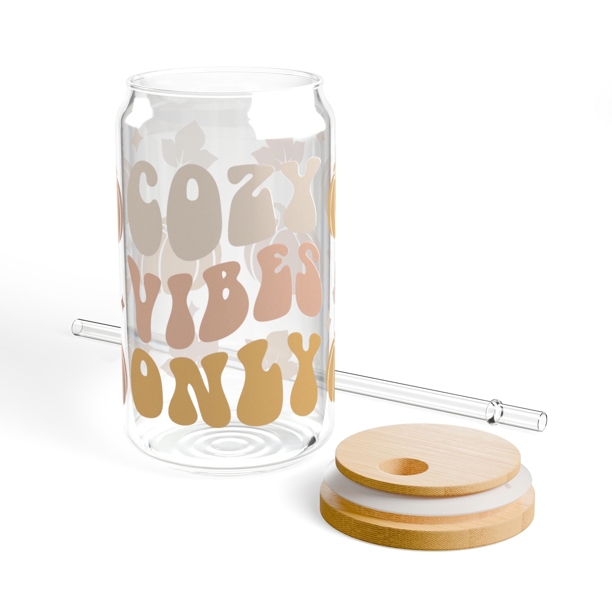 Cozy Vibes Only Fall 16oz Glass Can