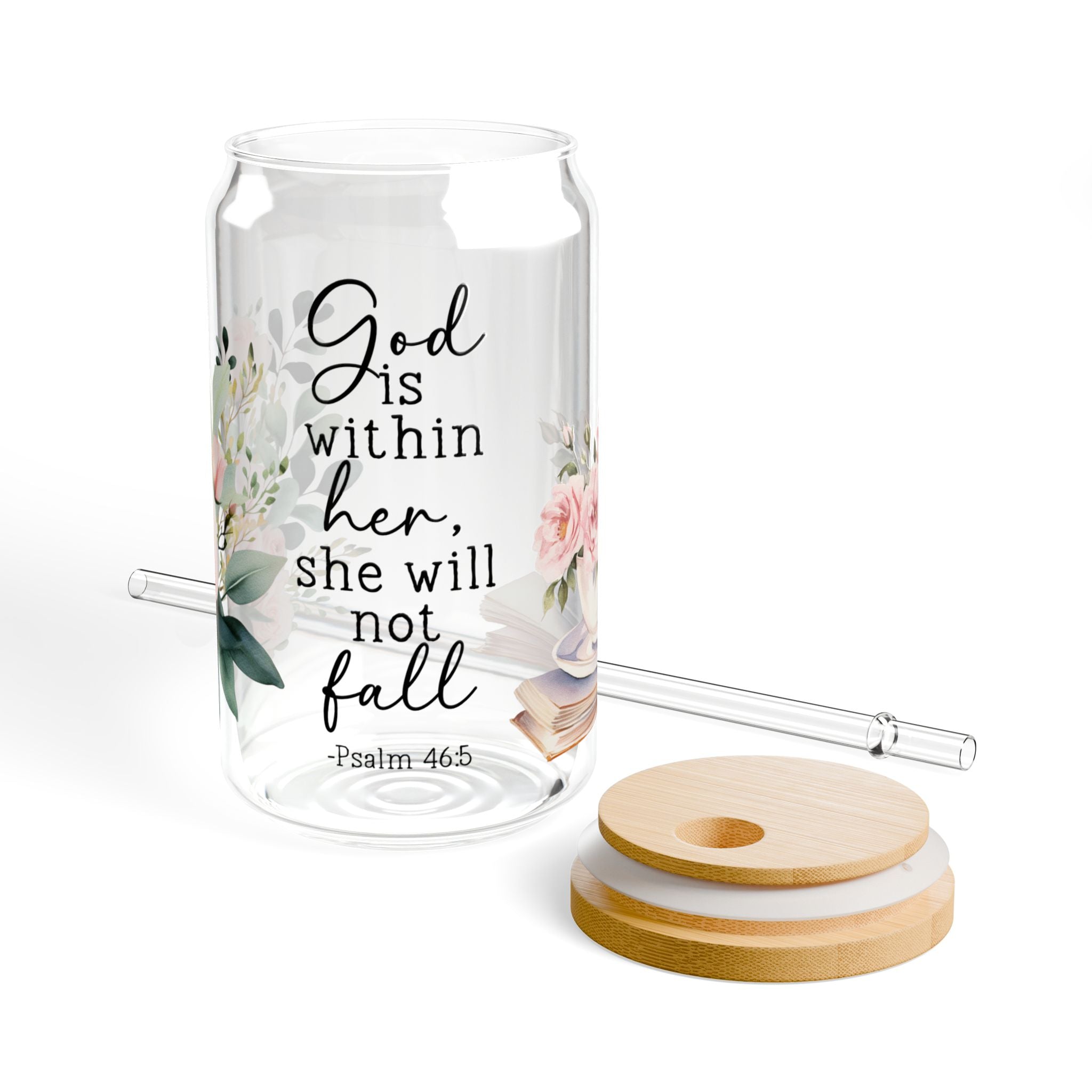 God Is Within Her 16oz Glass Can