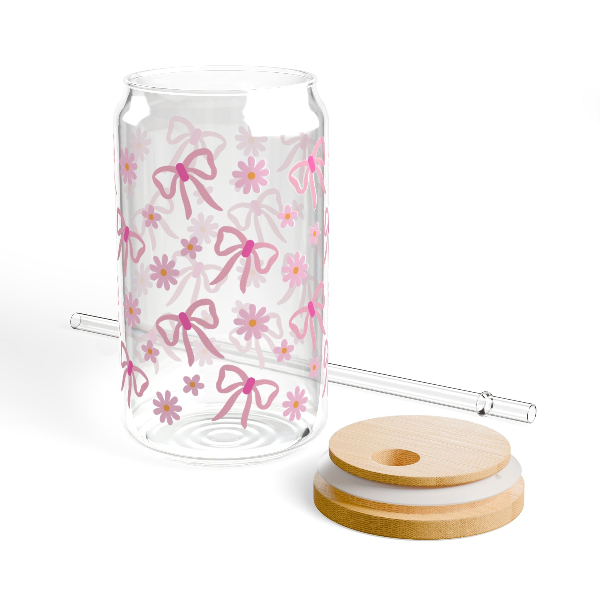 Coquette Bows 16oz Glass Can