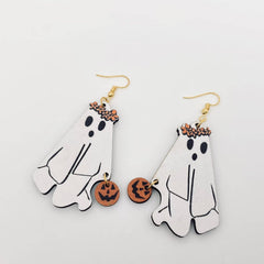 Hippie Ghost Wooden Earrings