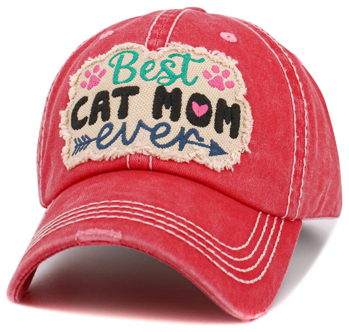 Best Cat Mom Ever Vintage Washed Baseball Hat