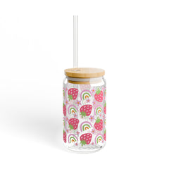 Strawberries And Rainbows 16oz Glass Can