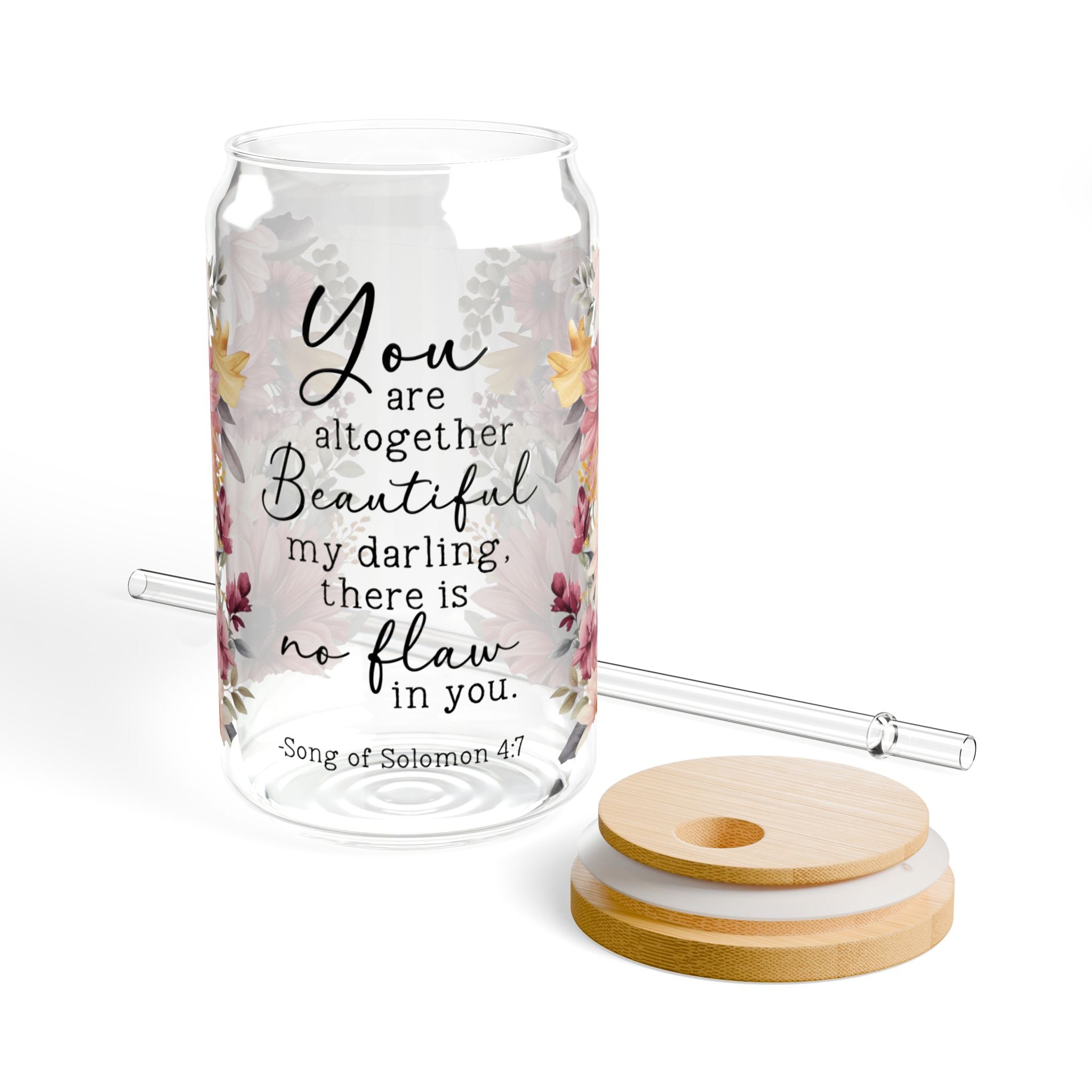 You Are Beautiful 16oz Glass Can
