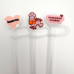 Straw Topper 3 pack | Bookish Theme, Romance Reader BookWorm