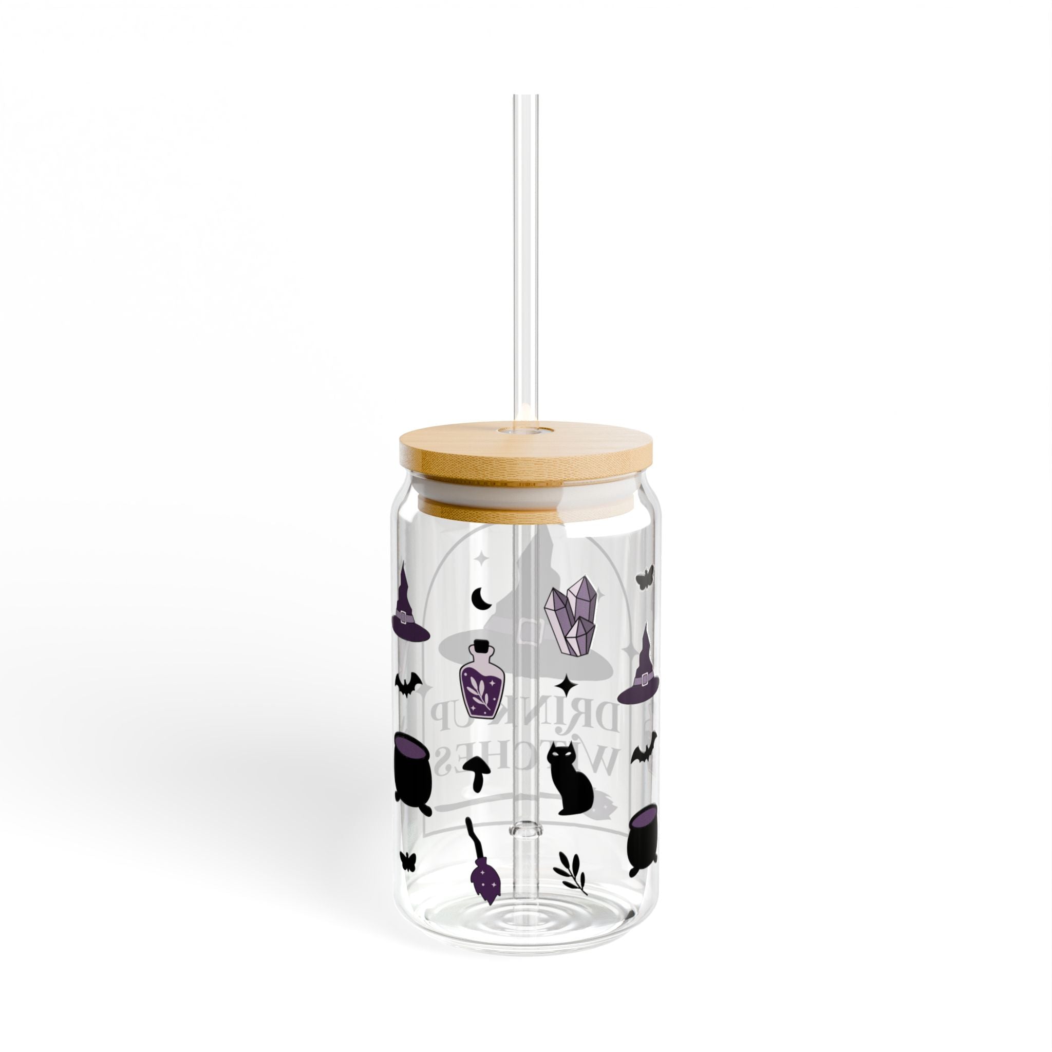 Drink Up Witches Halloween 16oz Glass Can
