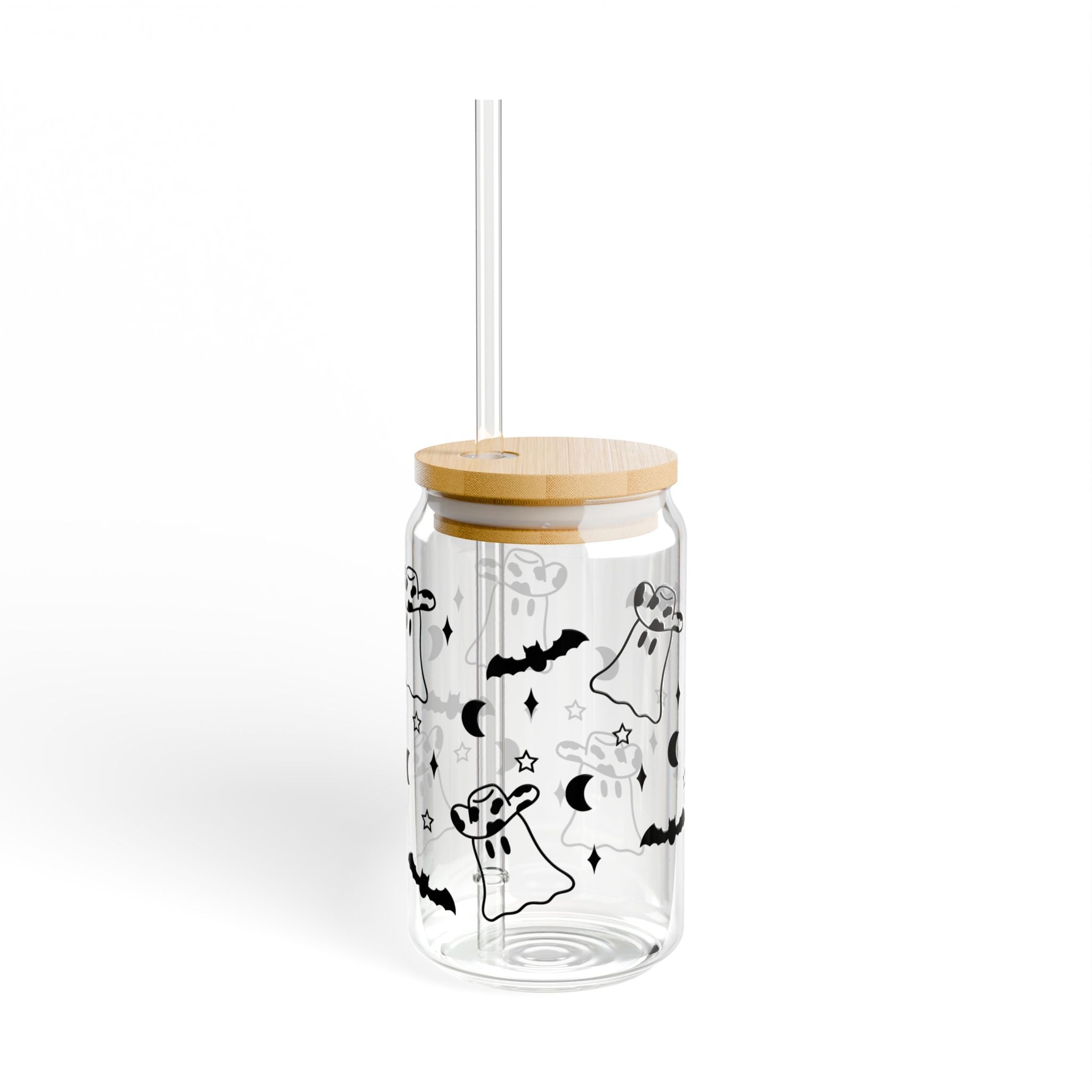Cowboy Ghost Halloween 16oz Glass Can