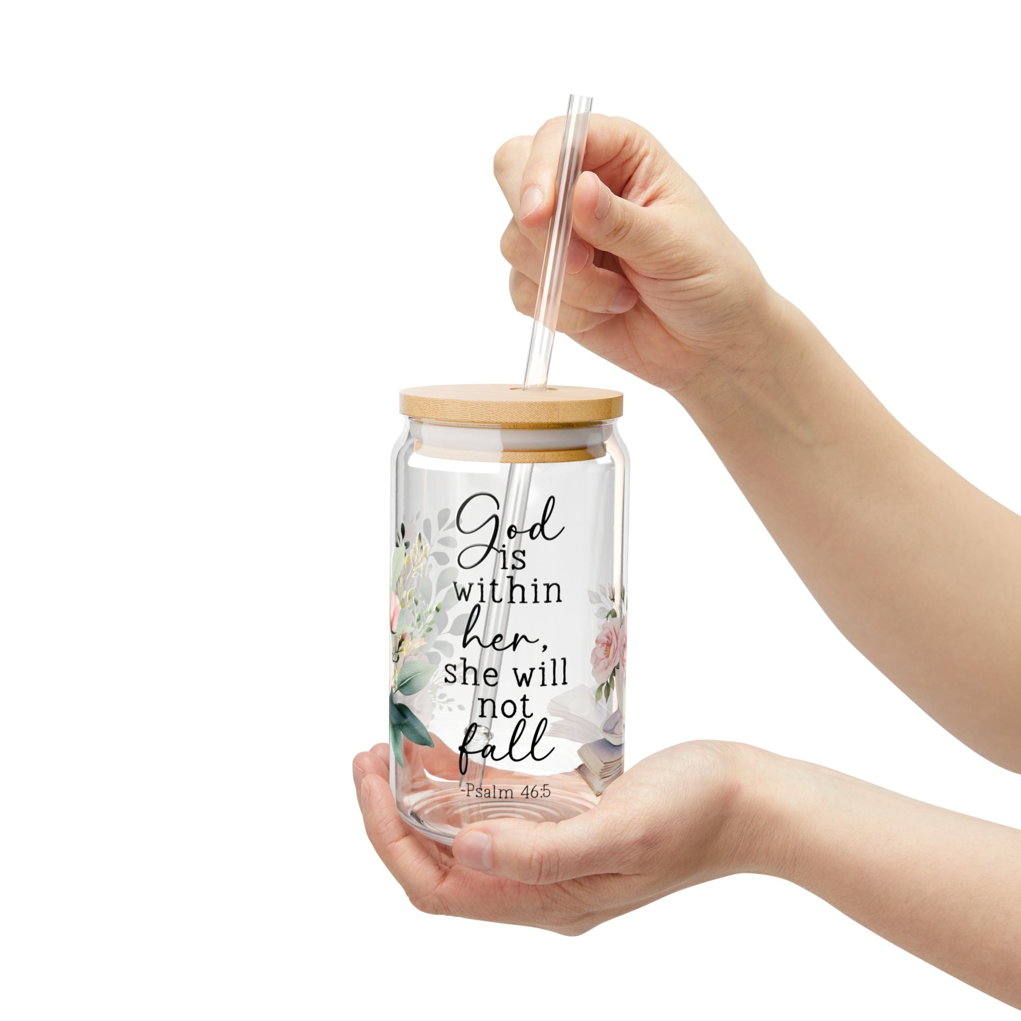 God Is Within Her 16oz Glass Can
