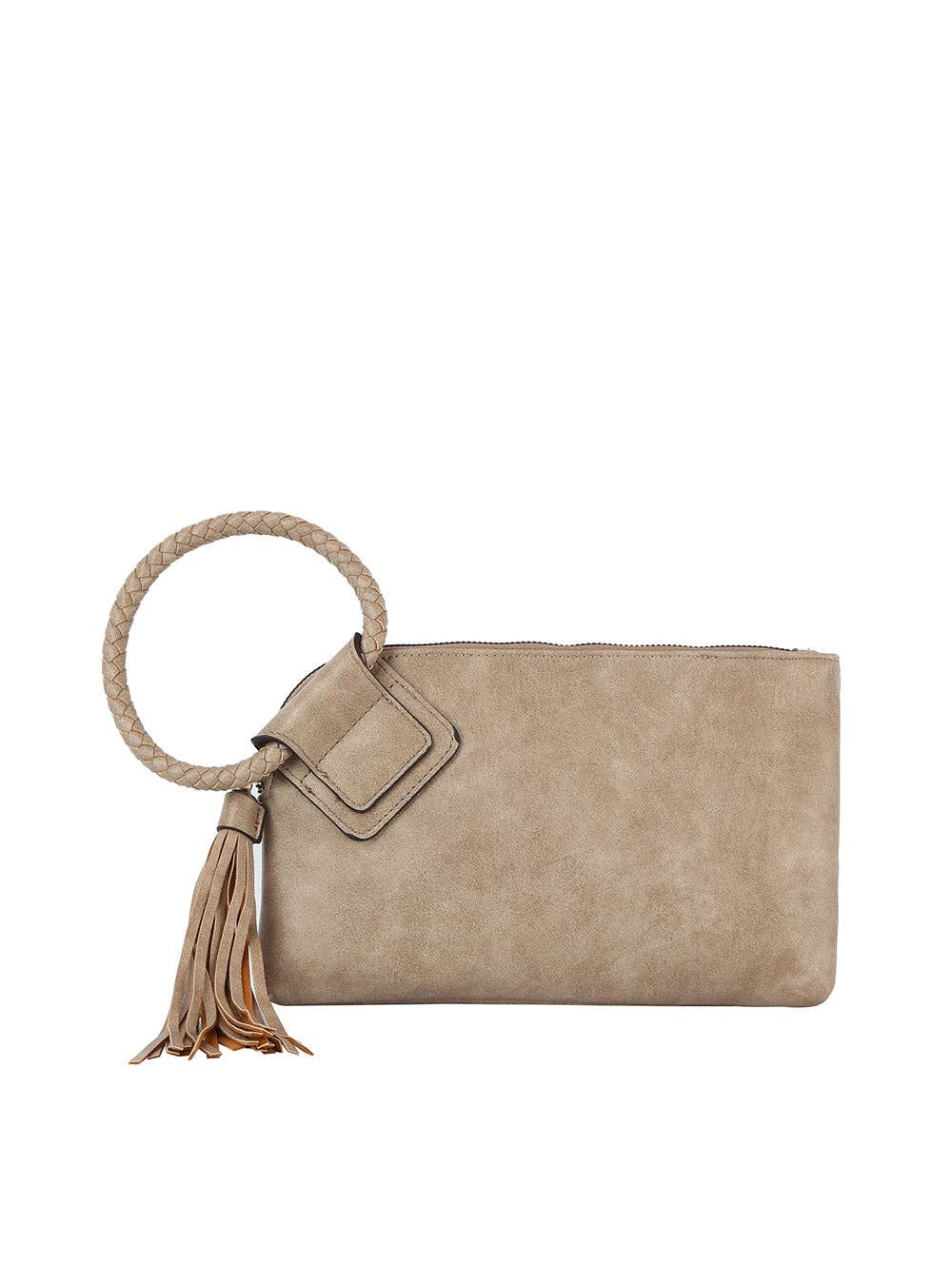 Monogrammed Braided Ring Handle Wristlet Clutch