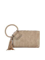 Monogrammed Braided Ring Handle Wristlet Clutch
