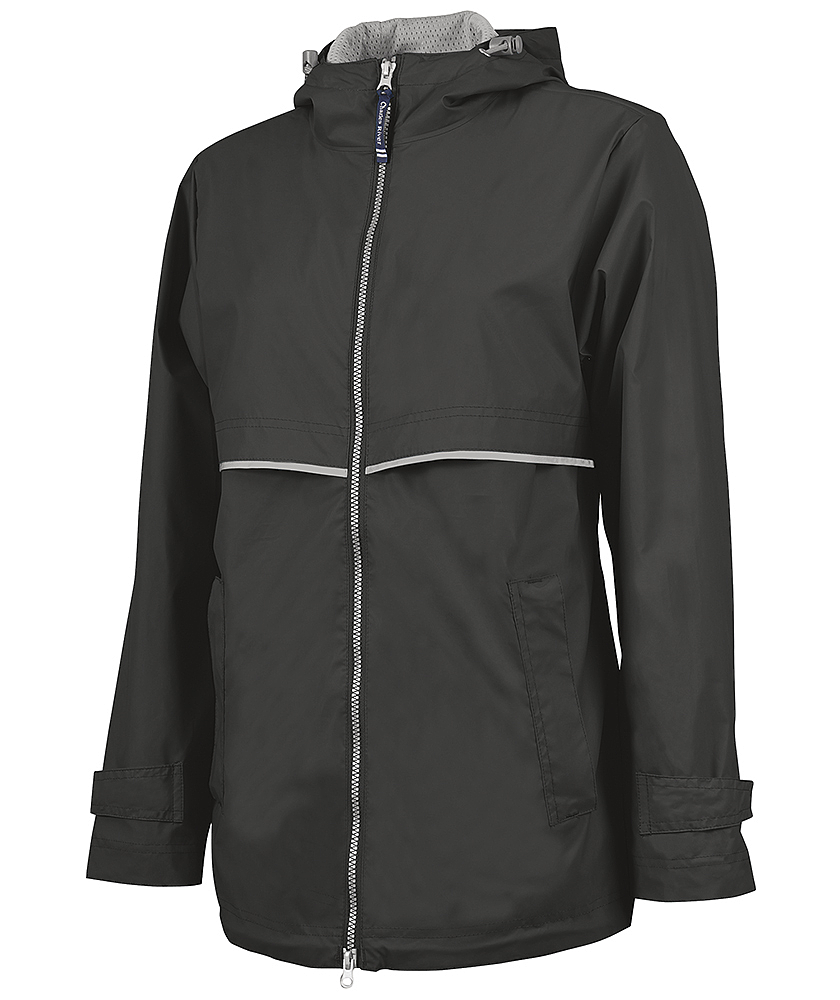 Monogrammed Ladies Rain Jacket - Black
