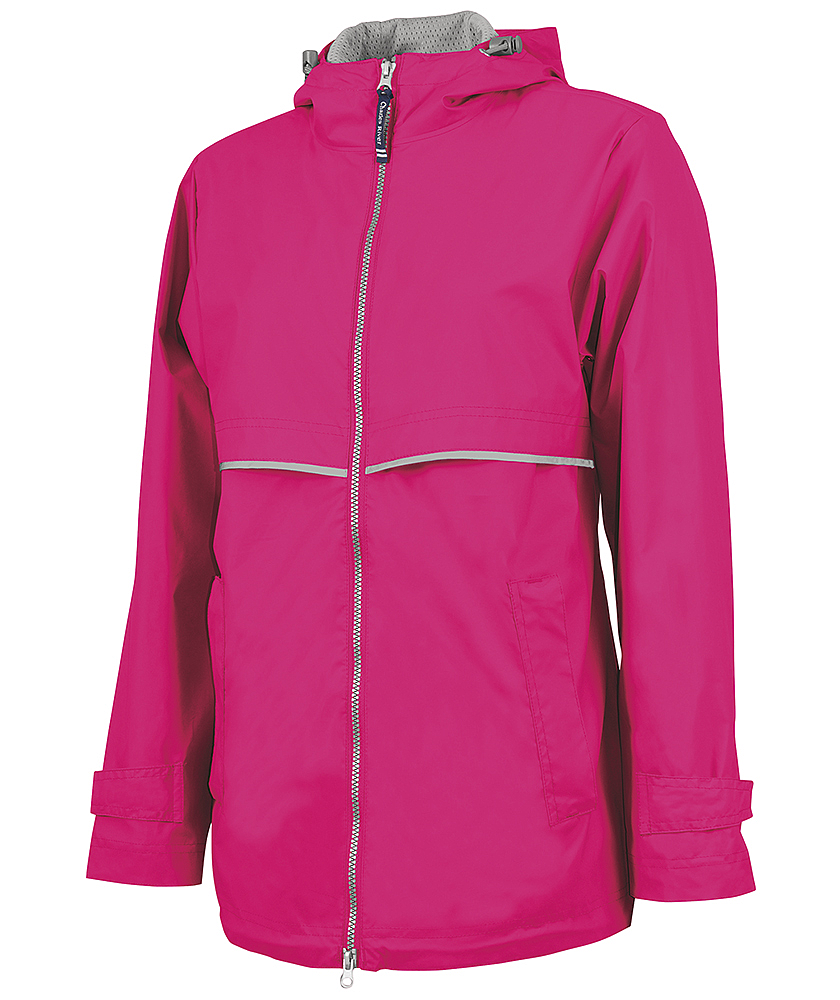 Monogrammed Ladies Rain Jacket - Hot Pink