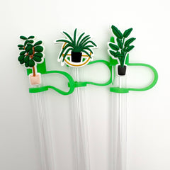 Straw Topper 3 pack | Leafy Potted Plants