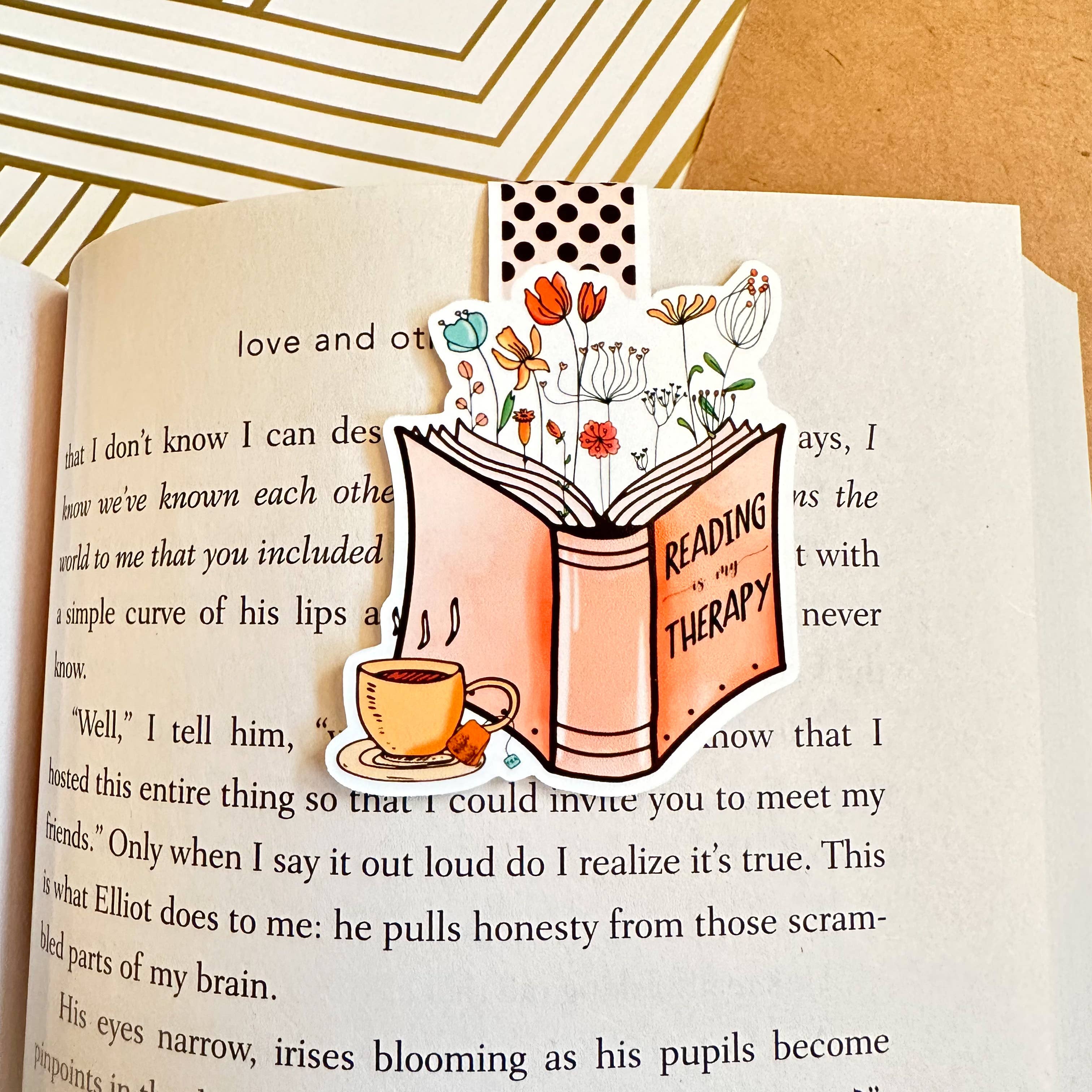 Floral Reading is my Therapy Cute Magnetic Bookmark
