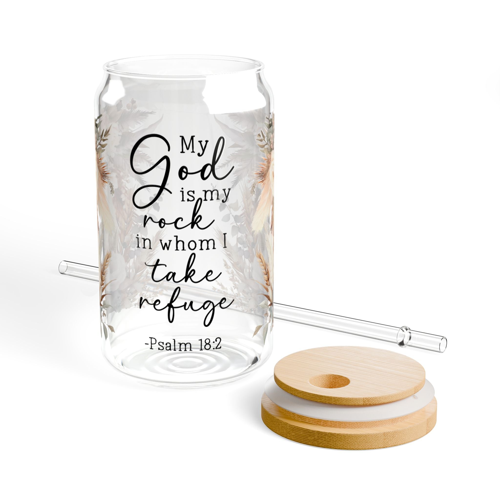 God Is My Rock 16oz Glass Can