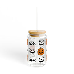 Jack-O-Lantern 16oz Glass Can