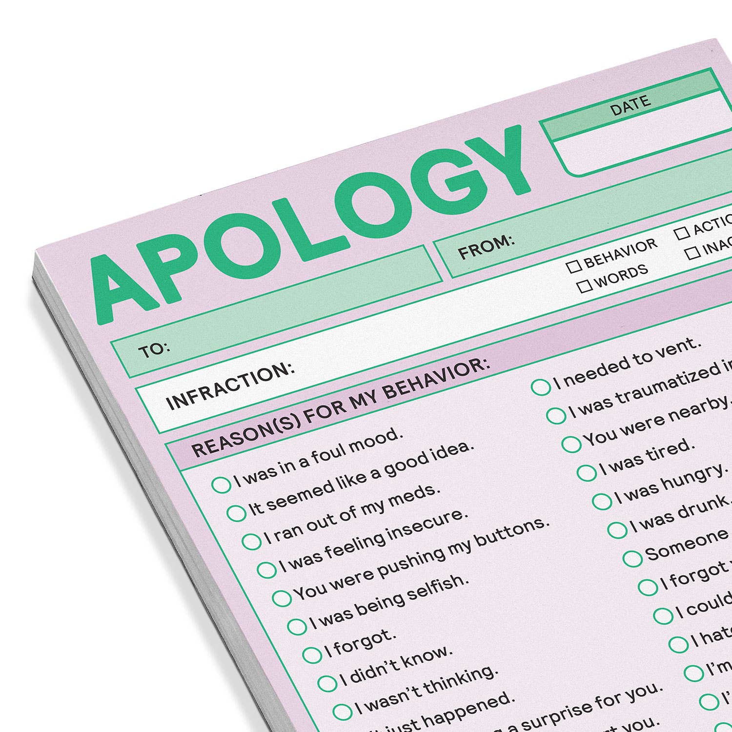 Apology Nifty Note Pad