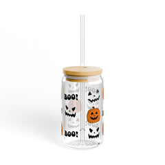 Jack-O-Lantern 16oz Glass Can