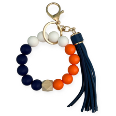 Wristlet Keychain | Game Day | Navy & Orange