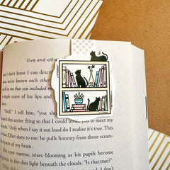 Cat Bookshelf Cute Magnetic Bookmark - Bookish - Book Lover