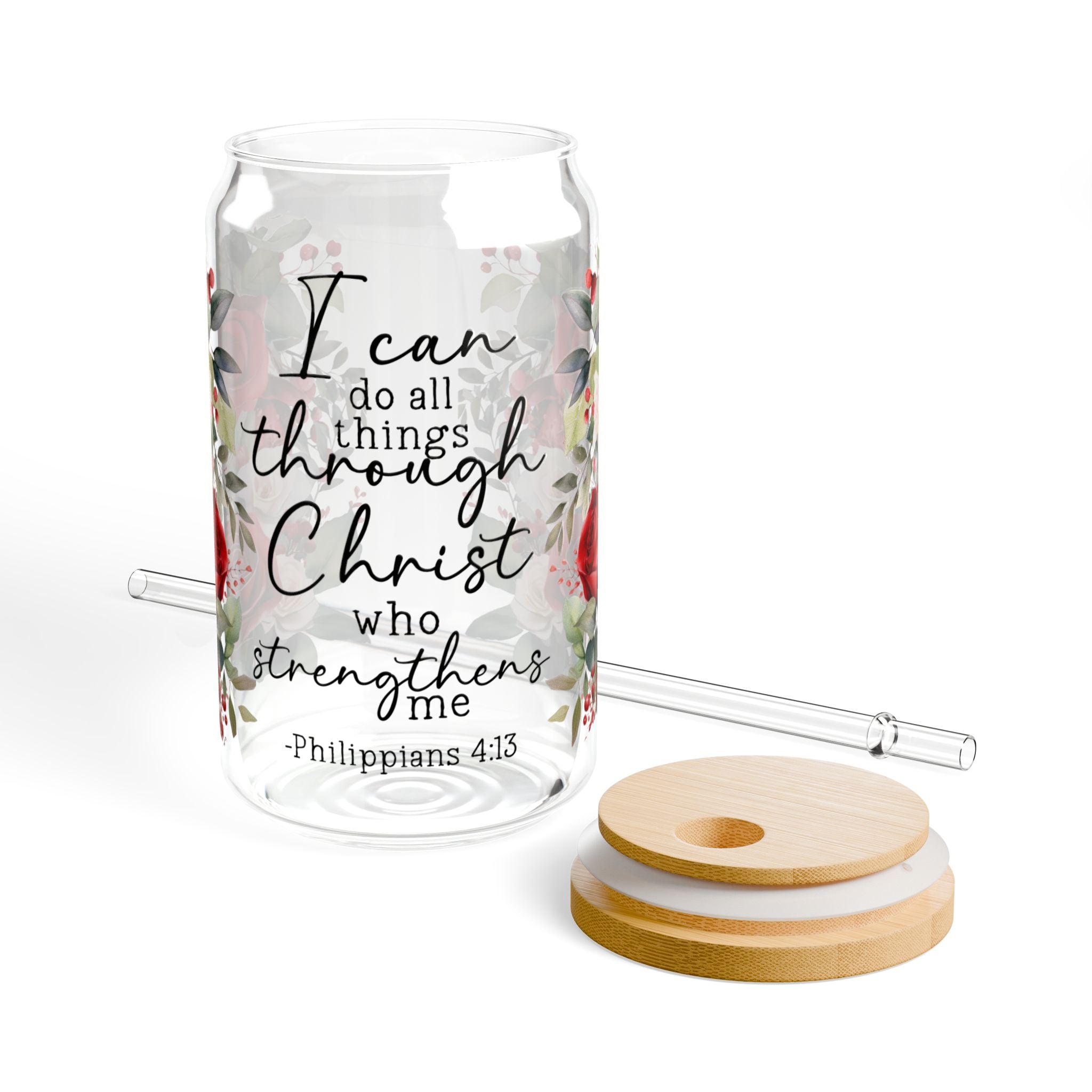I Can Do All Things Through Christ 16oz Glass Can