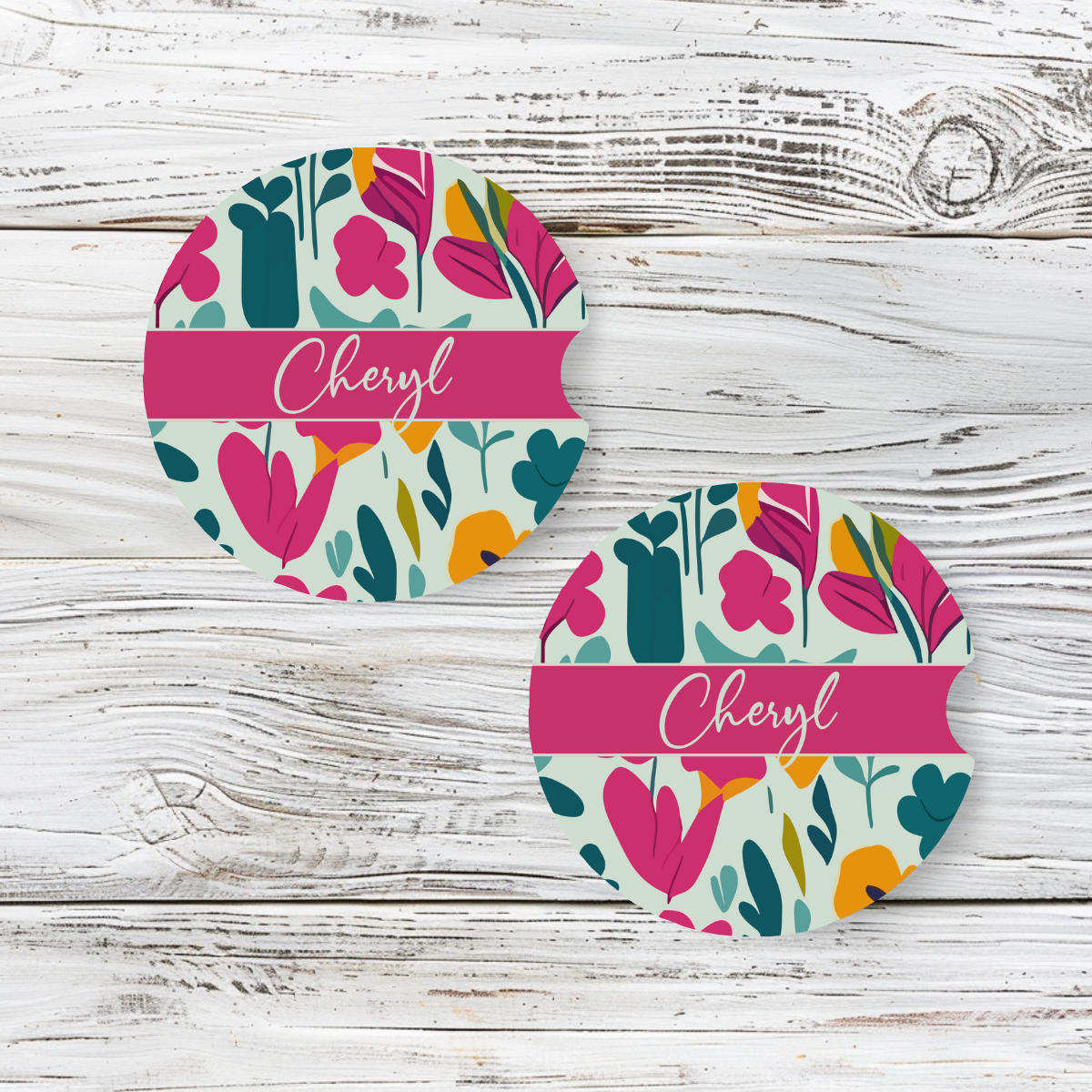 Personalized Car Coaster - Cheryl (Set of 2)
