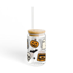 Retro Halloween 16oz Glass Can