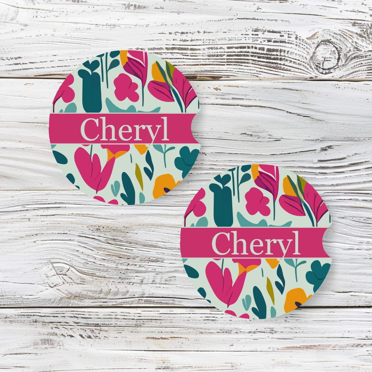 Personalized Car Coaster - Cheryl (Set of 2)