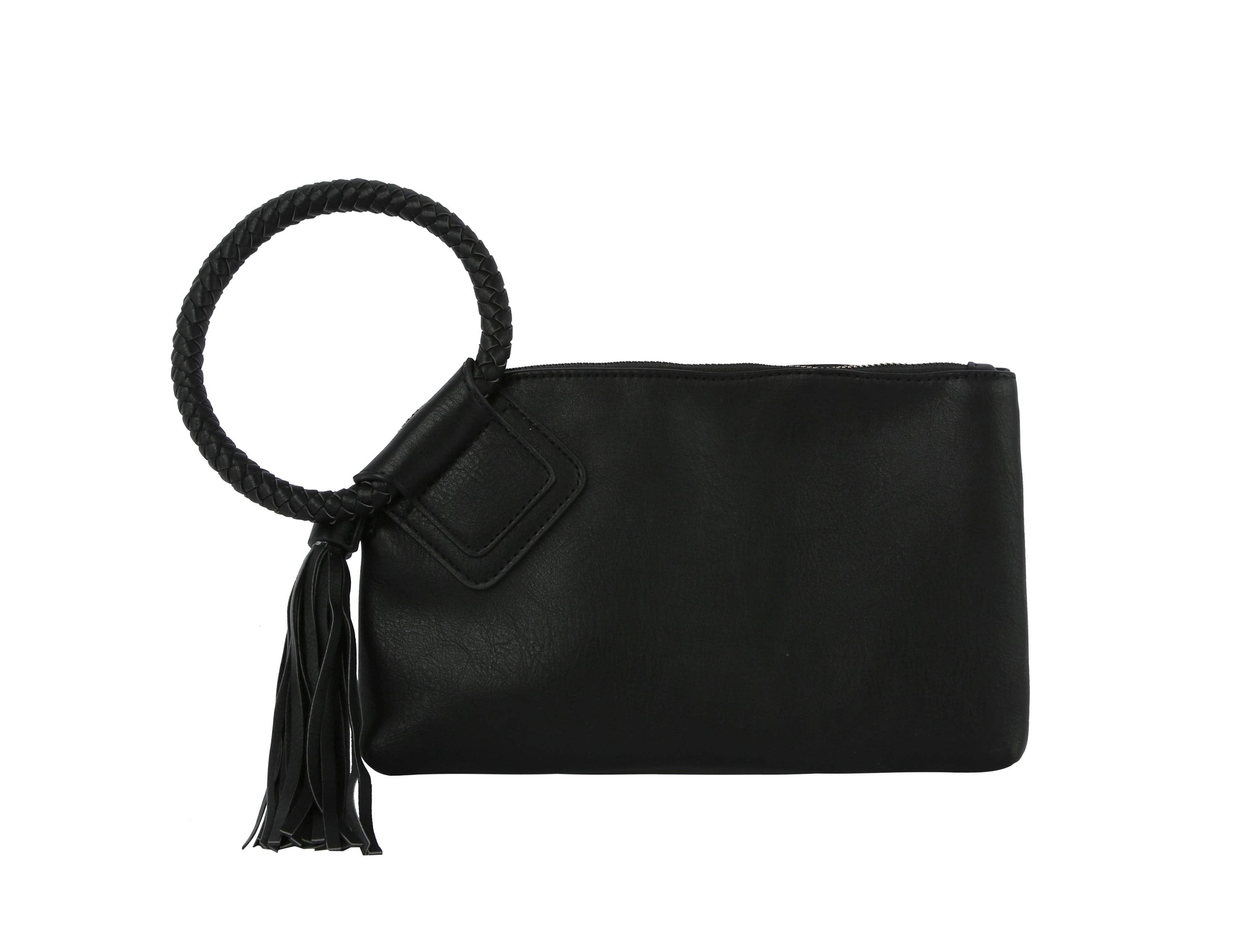 Monogrammed Braided Ring Handle Wristlet Clutch
