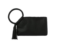 Monogrammed Braided Ring Handle Wristlet Clutch