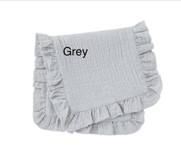 Monogrammed Muslin Ruffle Burp