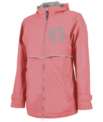 Monogrammed Ladies Rain Jacket - Coral