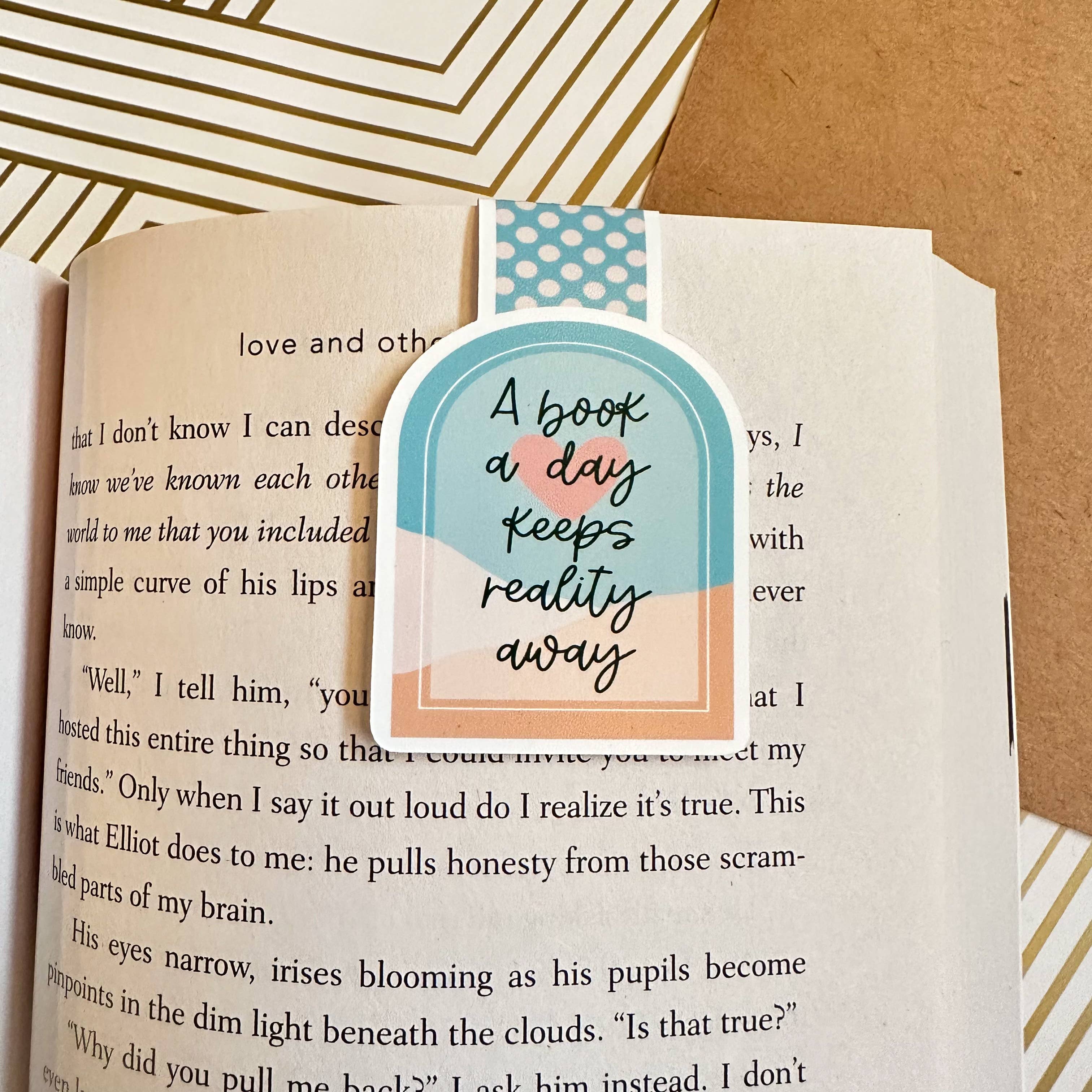 A Book A Day Keeps Reality Away Cute Magnetic Bookmark