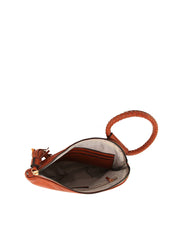 Monogrammed Braided Ring Handle Wristlet Clutch