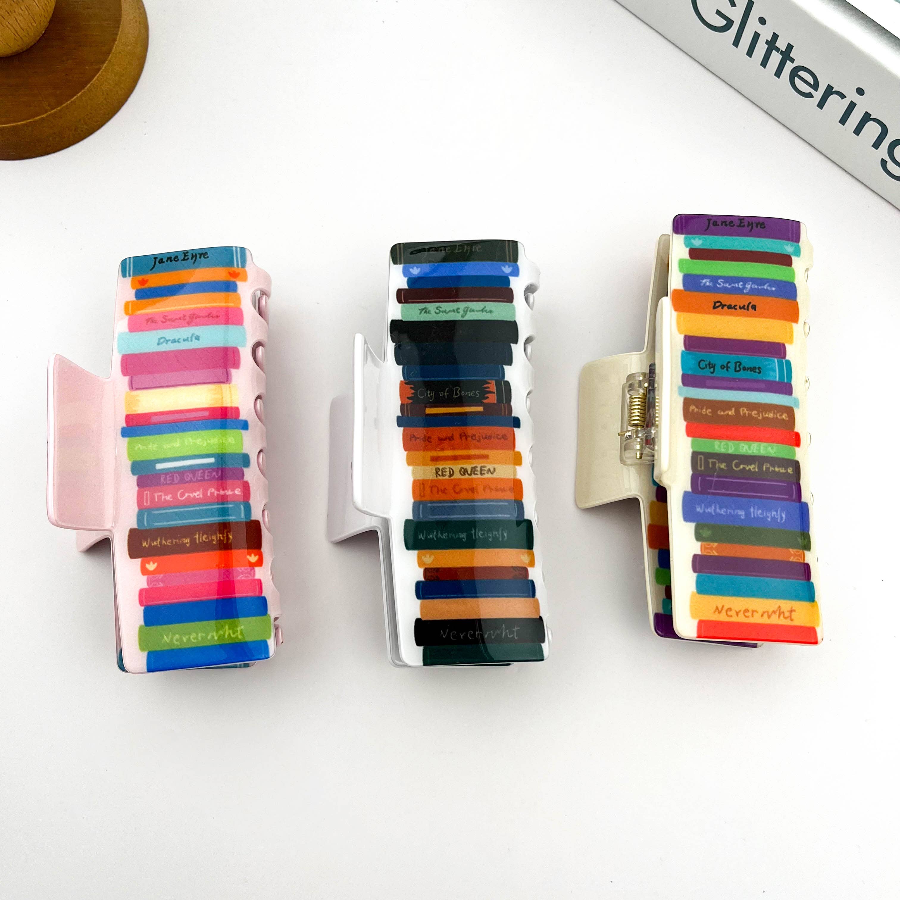 Colorful Stacked Books Hair Claw