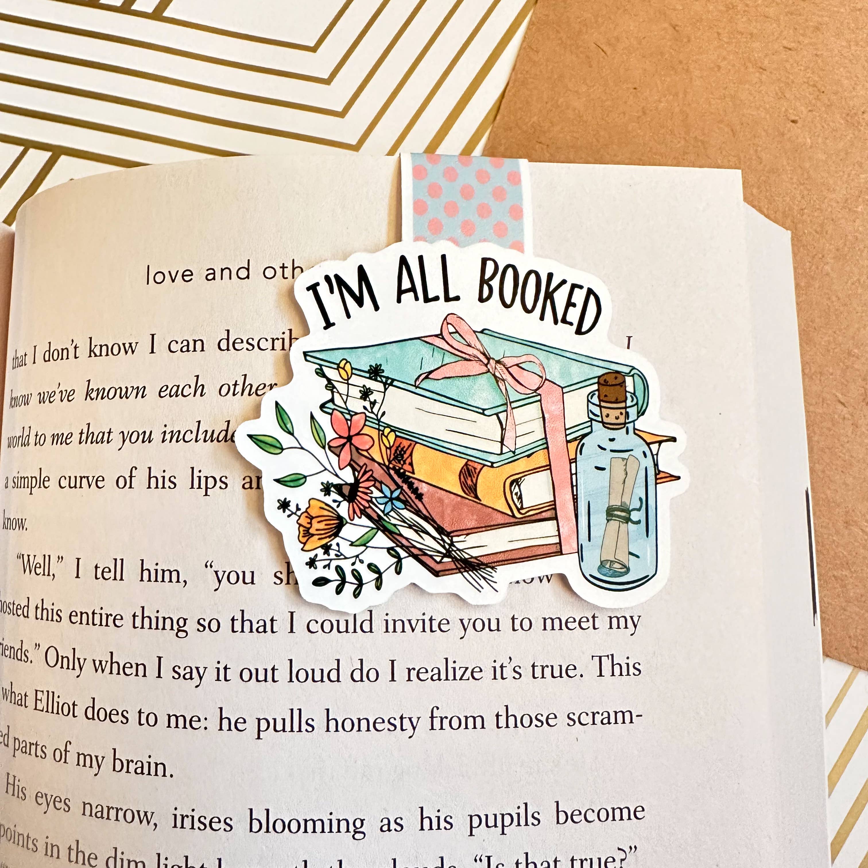 Floral I'm All Booked Cute Magnetic Bookmark - Book Lover