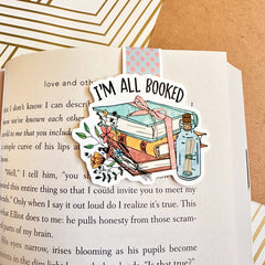 Floral I'm All Booked Cute Magnetic Bookmark - Book Lover