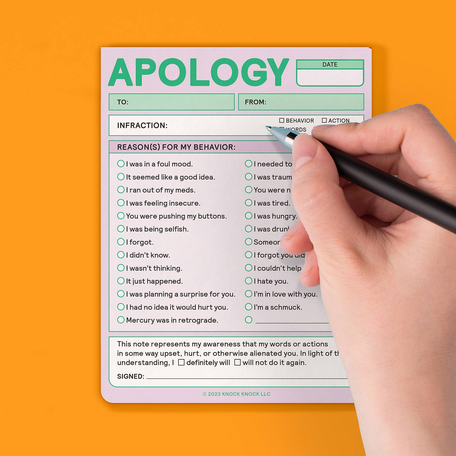 Apology Nifty Note Pad
