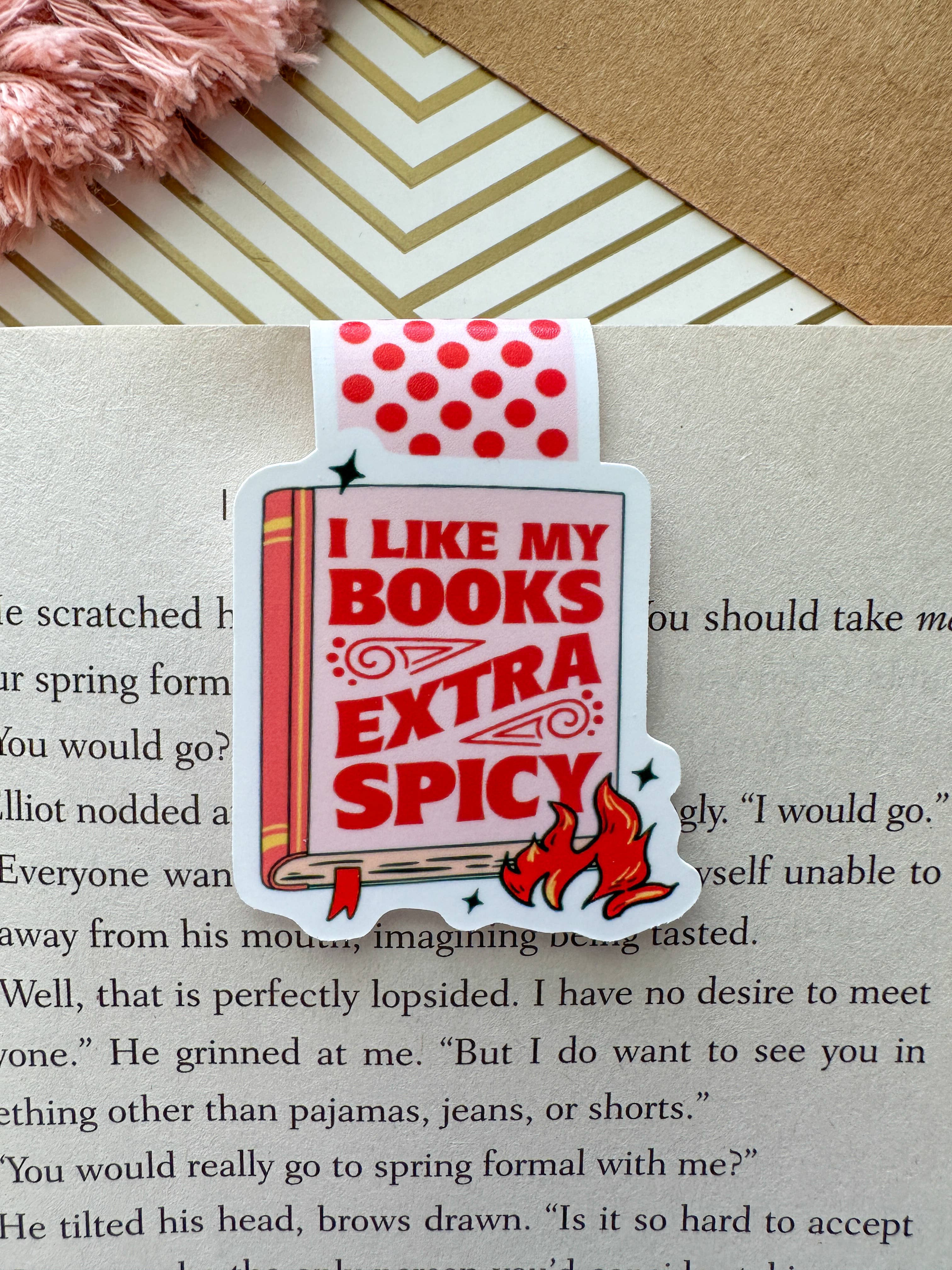 I Like My Books Extra Spicy Cute Magnetic Bookmark