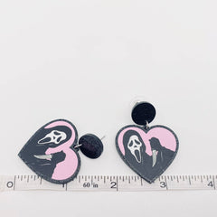 Ghost Face Acrylic Heart-Shaped Earrings