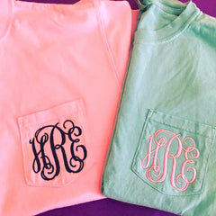 Monogrammed Comfort Colors Pocket Short Sleeve T-Shirt